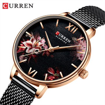 CURREN 9059 Women Watch Top Brand Luxury Gold Female Waterproof Clock Stainless Steel Bracelet Flower Classic Ladies Wristwatch